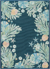 Livabliss Gabana Urchin Border Navy 5'3" x 7'3" Machine Woven Rug
