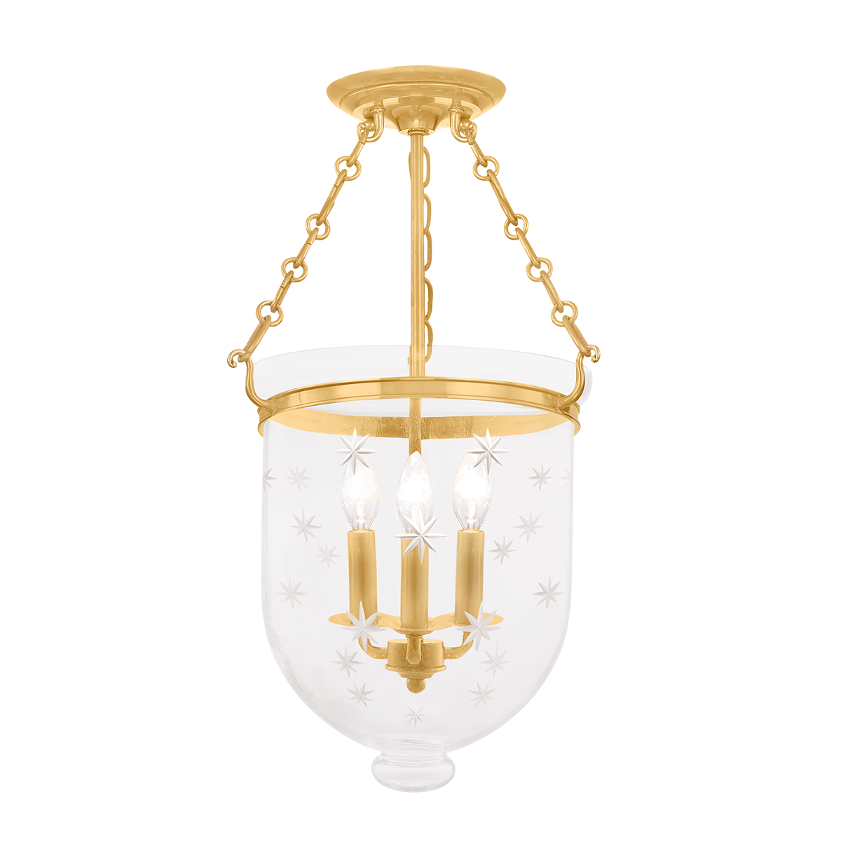 Hudson Valley Lighting Hampton AGED BRASS 12W x 20.25H Semi-Flush Mount 253-AGB-C3