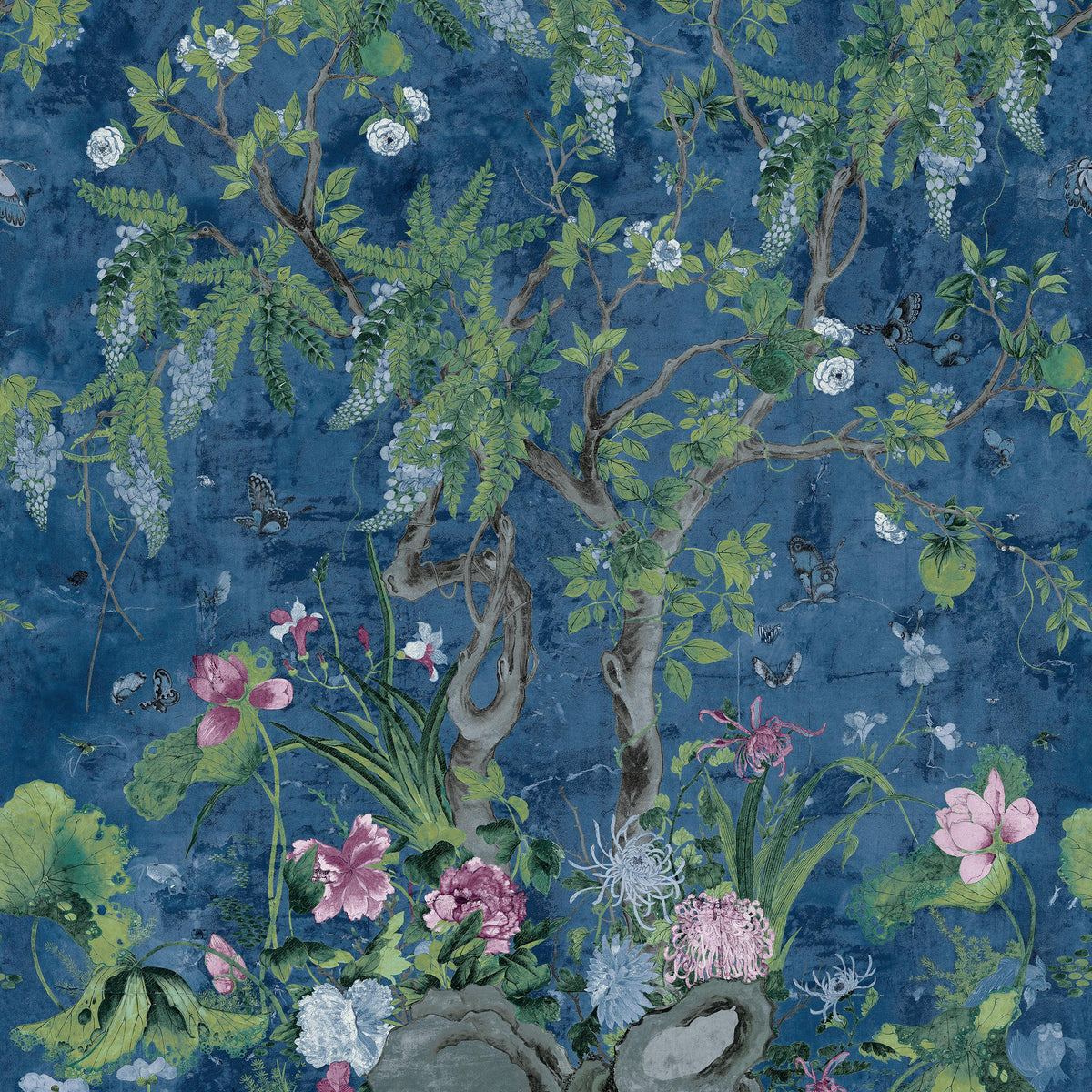 Thibaut Wild Wisteria Mural Navy