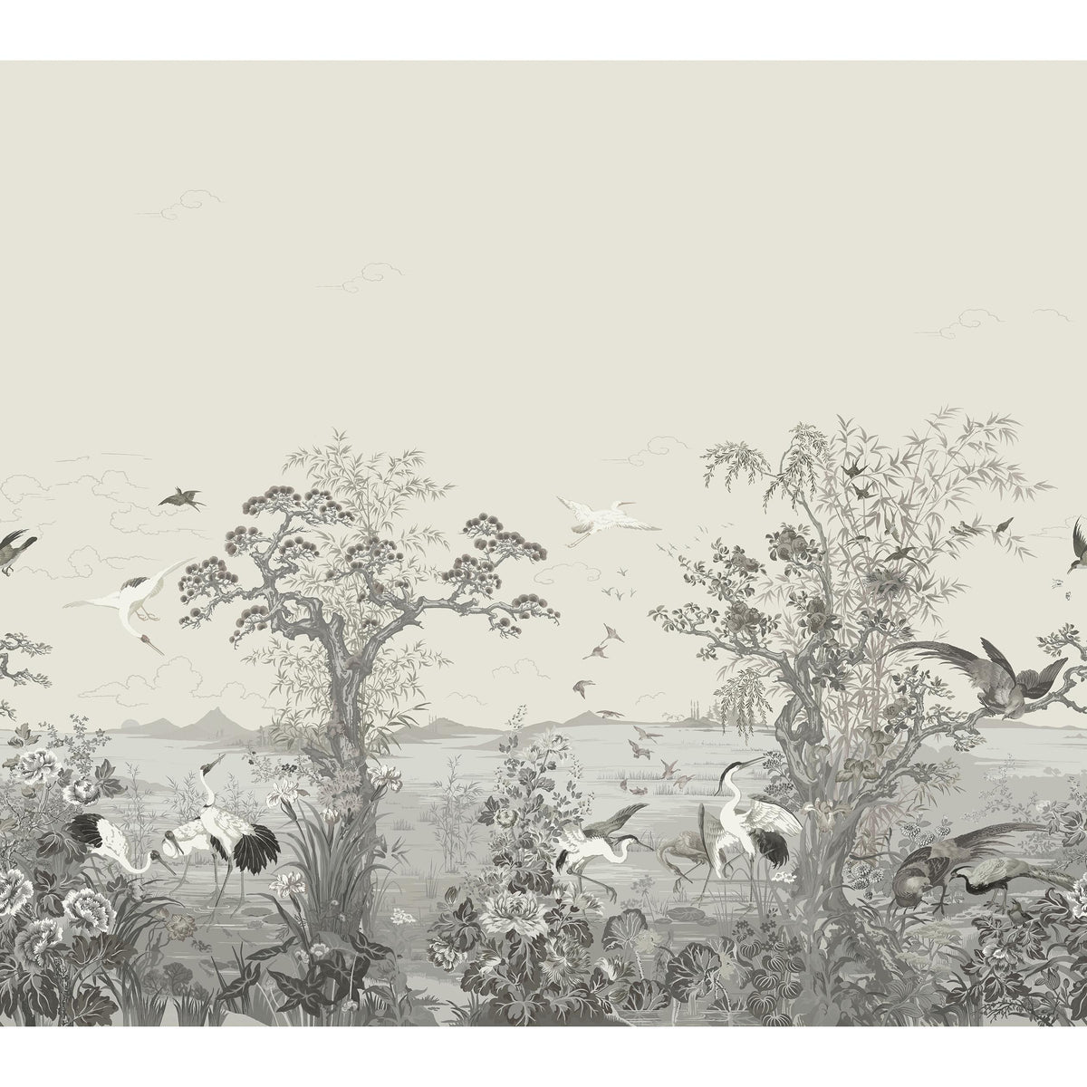 Thibaut Crane Mural Grey