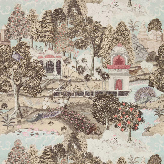 Zoffany Peacock Garden Linen/Silver Wallpaper