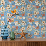 Veer Decor Forna Floral Blue Peel & Stick Wallpaper