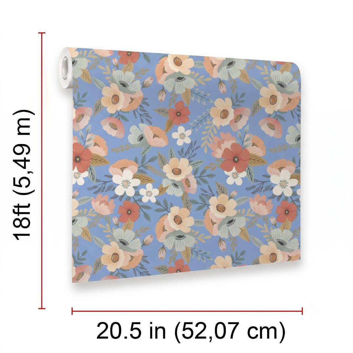 Veer Decor Forna Floral Blue Peel & Stick Wallpaper