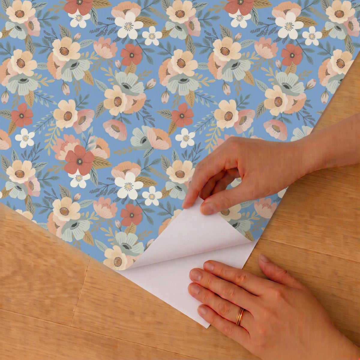 Veer Decor Forna Floral Blue Peel & Stick Wallpaper