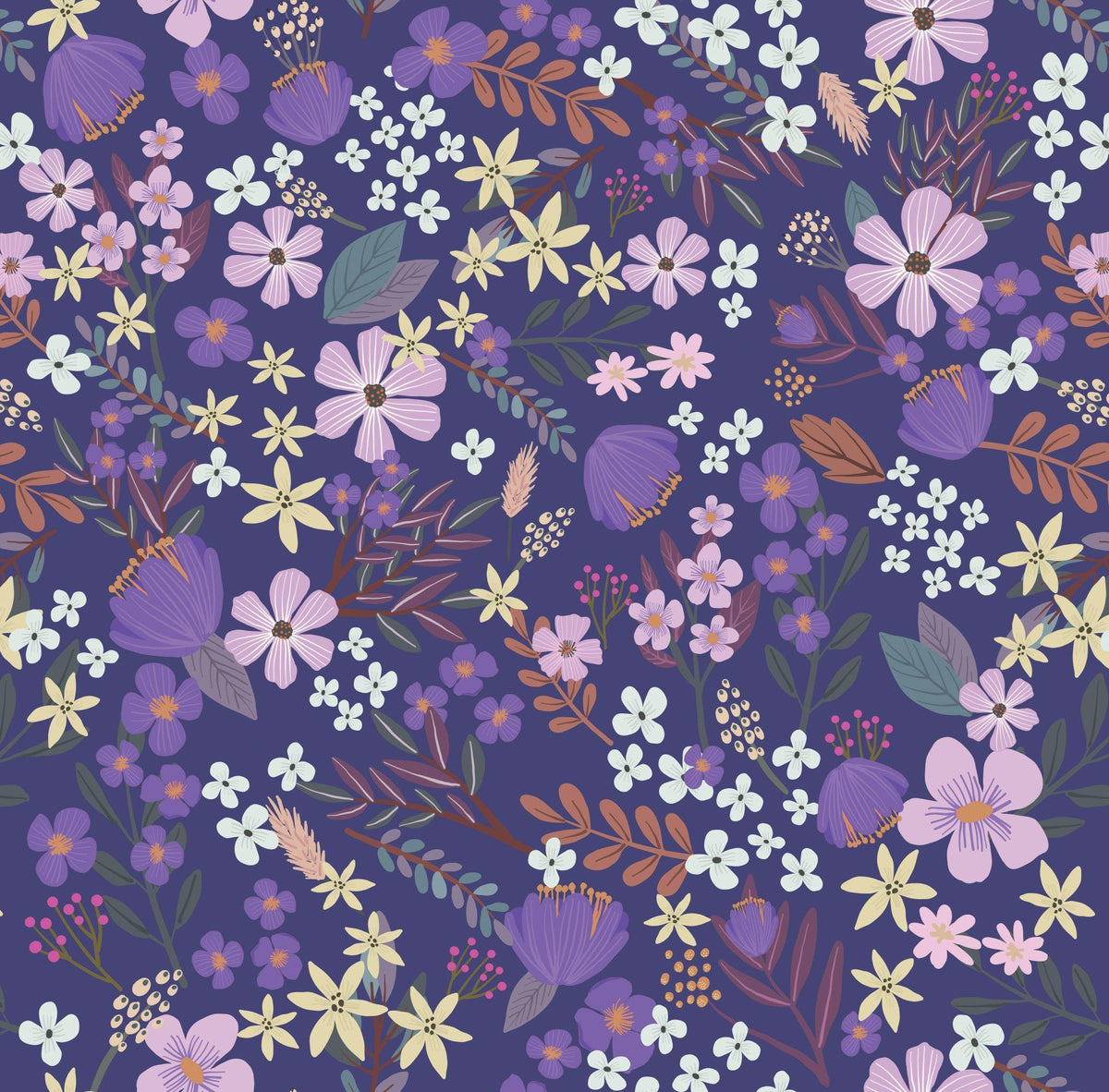 Veer Decor Margarida Floral Purple Peel & Stick Wallpaper