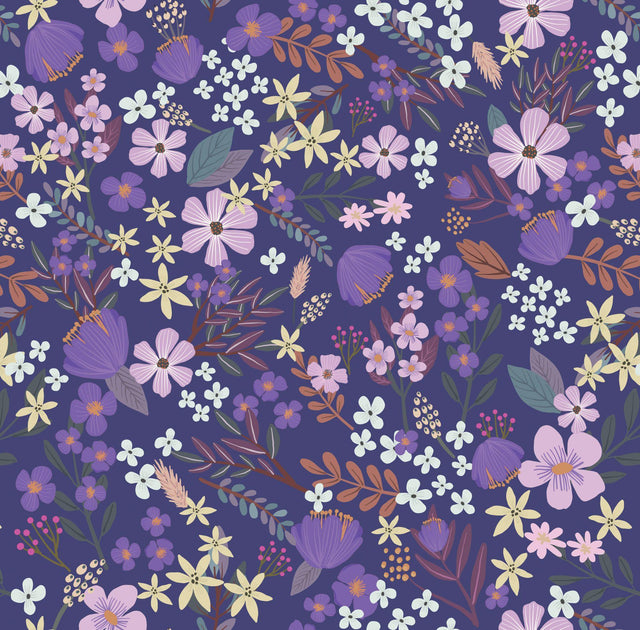 Veer Decor Margarida Floral Purple Peel & Stick Wallpaper