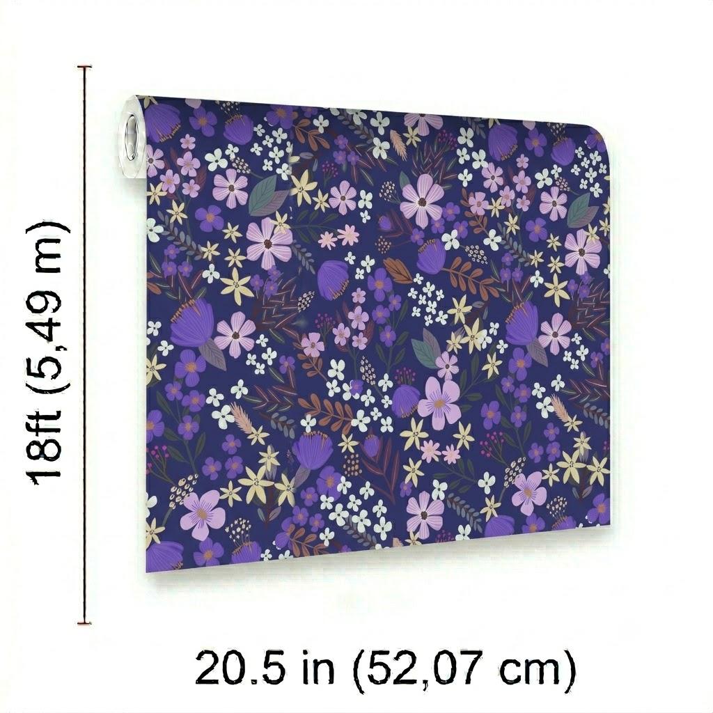 Veer Decor Margarida Floral Purple Peel & Stick Wallpaper