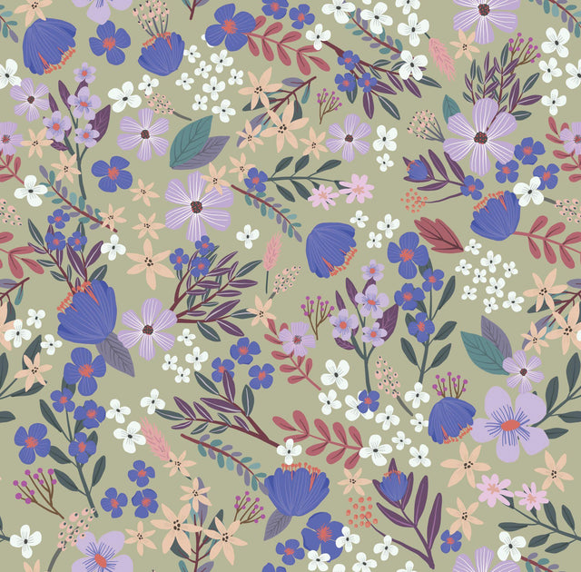 Veer Decor Margarida Floral Sage Peel & Stick Wallpaper