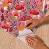 Veer Decor Mushroom Muse Pink Peel & Stick Wallpaper