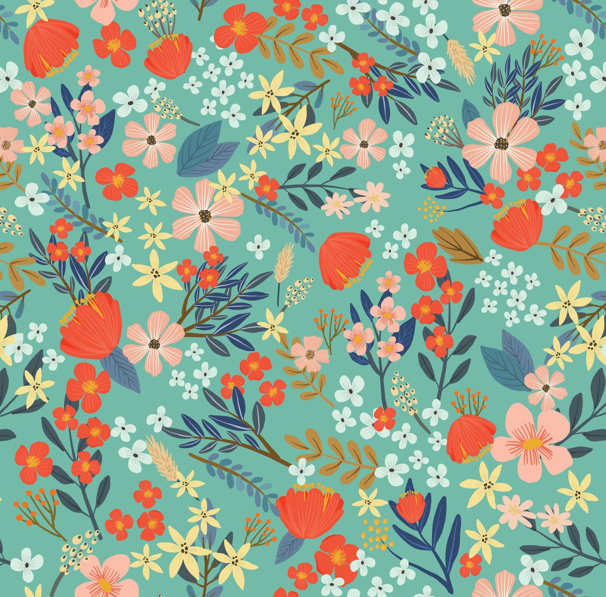 Veer Decor Margarida Floral Green Peel & Stick Wallpaper