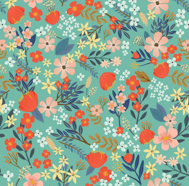 Veer Decor Margarida Floral Green Peel & Stick Wallpaper