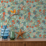 Veer Decor Margarida Floral Green Peel & Stick Wallpaper