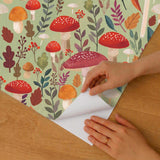 Veer Decor Mushroom Muse Green Peel & Stick Wallpaper