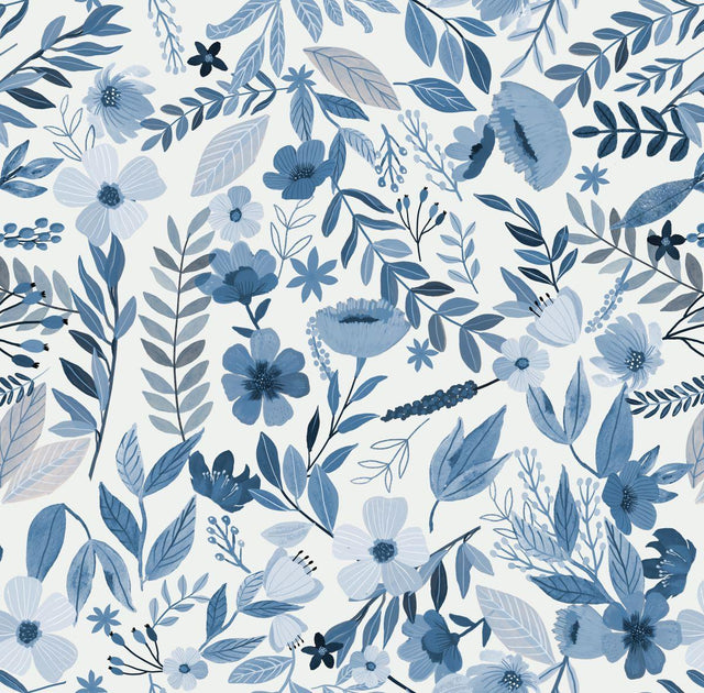 Veer Decor Emilie Floral Blue Peel & Stick Wallpaper