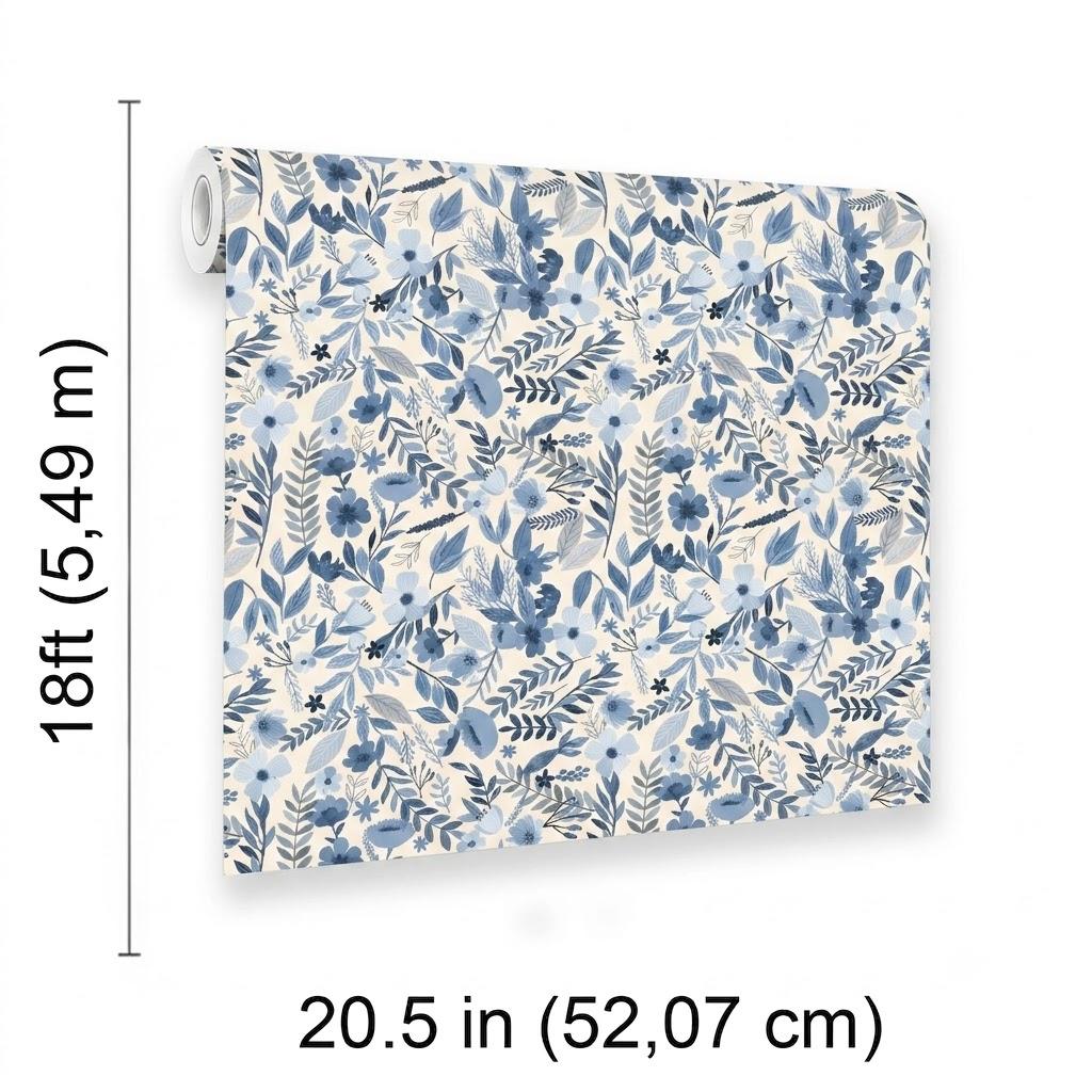 Veer Decor Emilie Floral Blue Peel & Stick Wallpaper