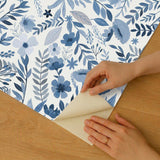 Veer Decor Emilie Floral Blue Peel & Stick Wallpaper