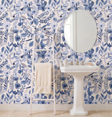 Veer Decor Emilie Floral Blue Peel & Stick Wallpaper