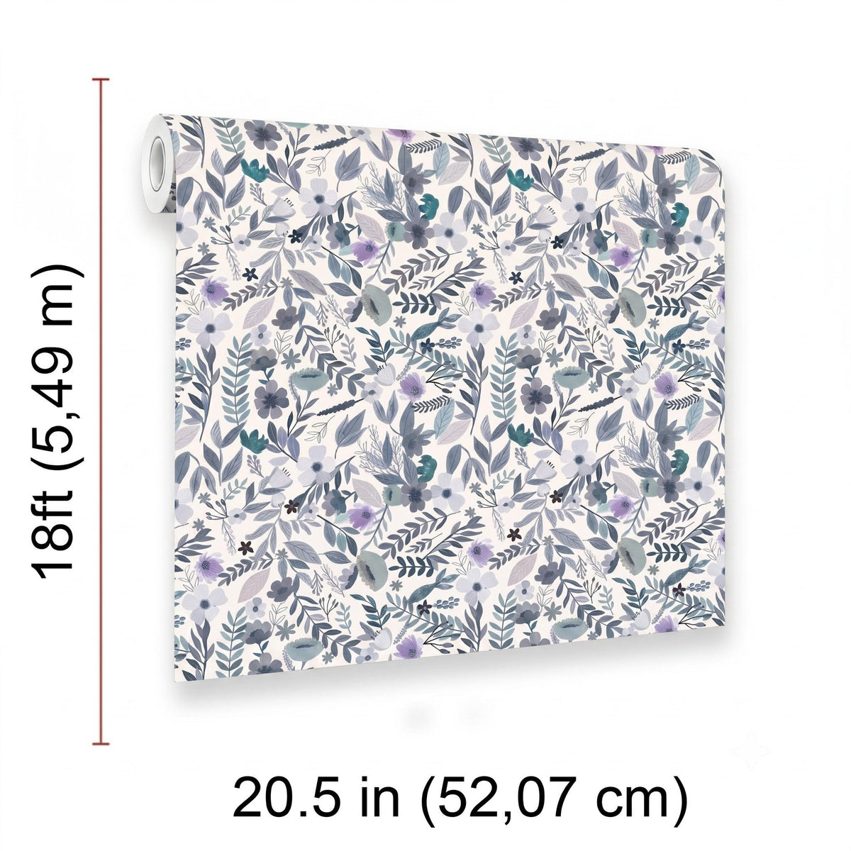 Veer Decor Emilie Floral Grey & Blue Peel & Stick Wallpaper