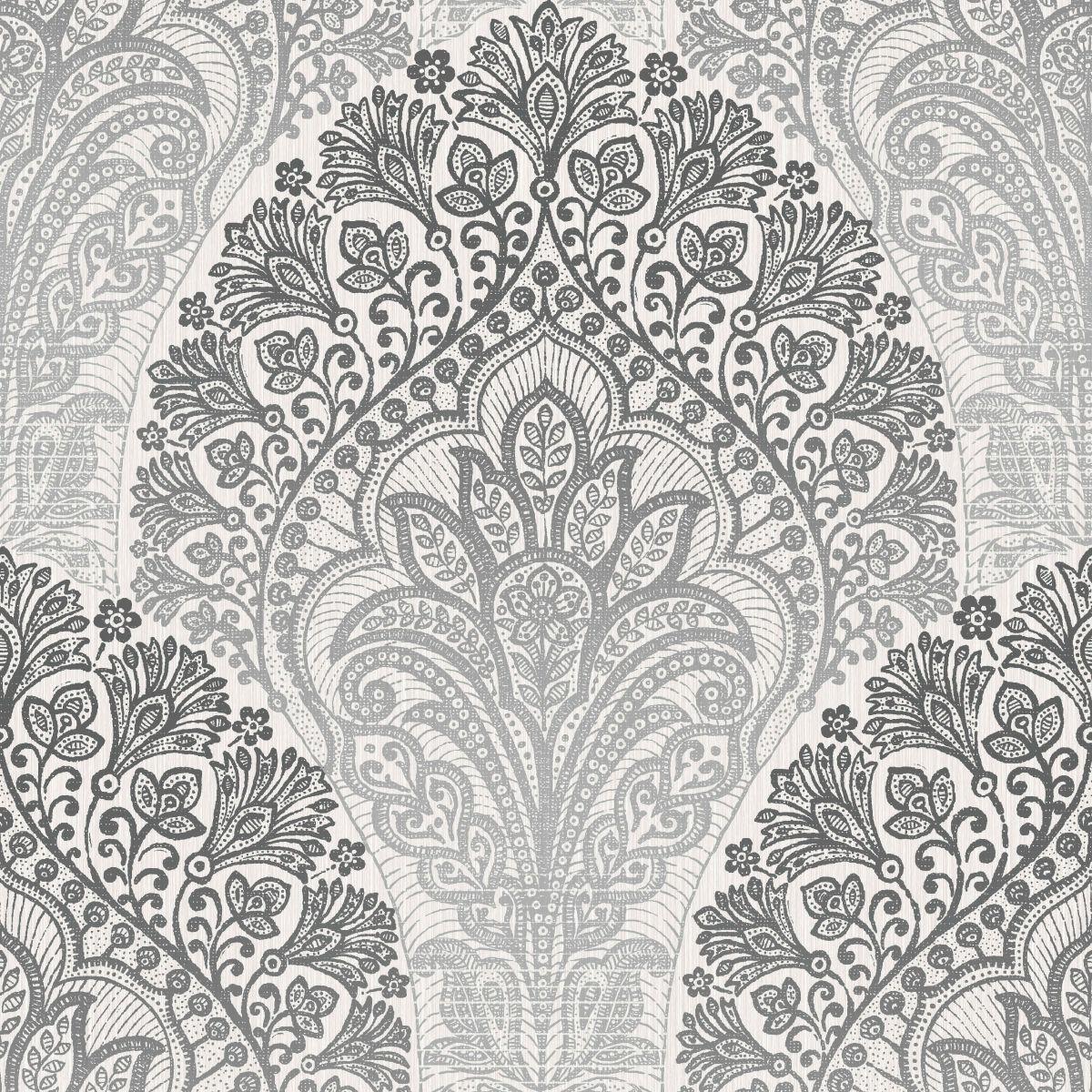 Veer Decor Boho Paisley Grey Wallpaper