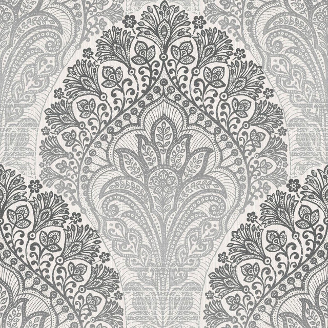 Veer Decor Boho Paisley Grey Wallpaper