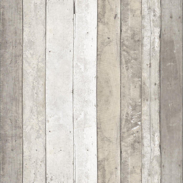 Veer Decor Salvaged Shiplap Cream Wallpaper