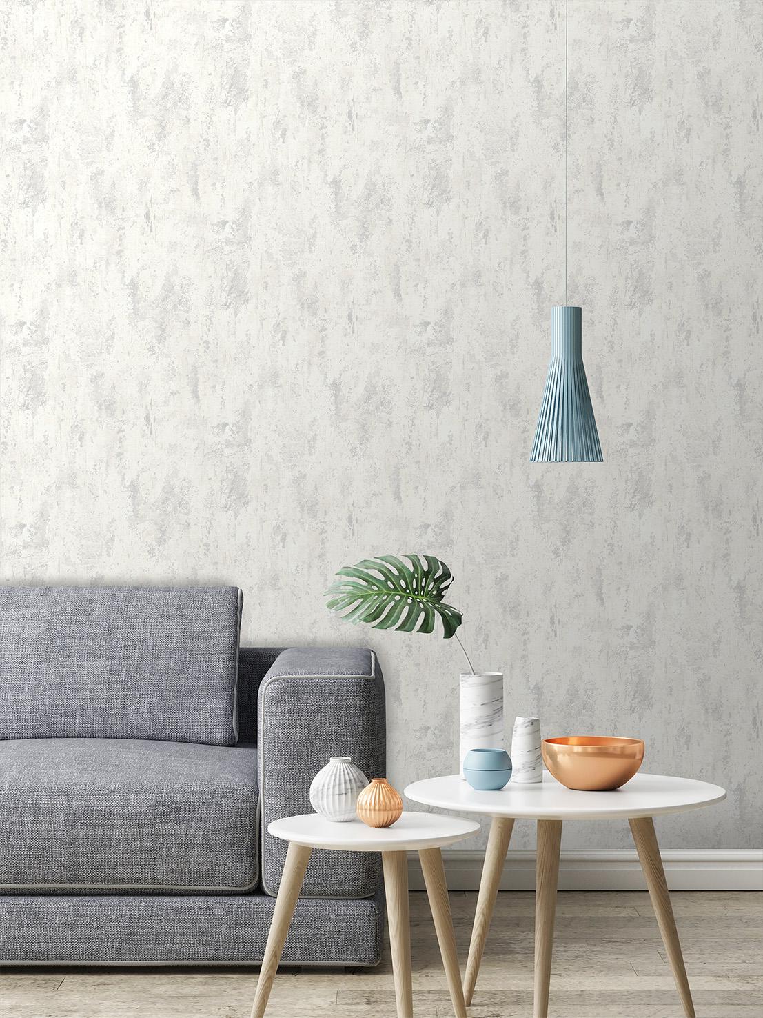 Veer Decor Distressed Patina White Wallpaper