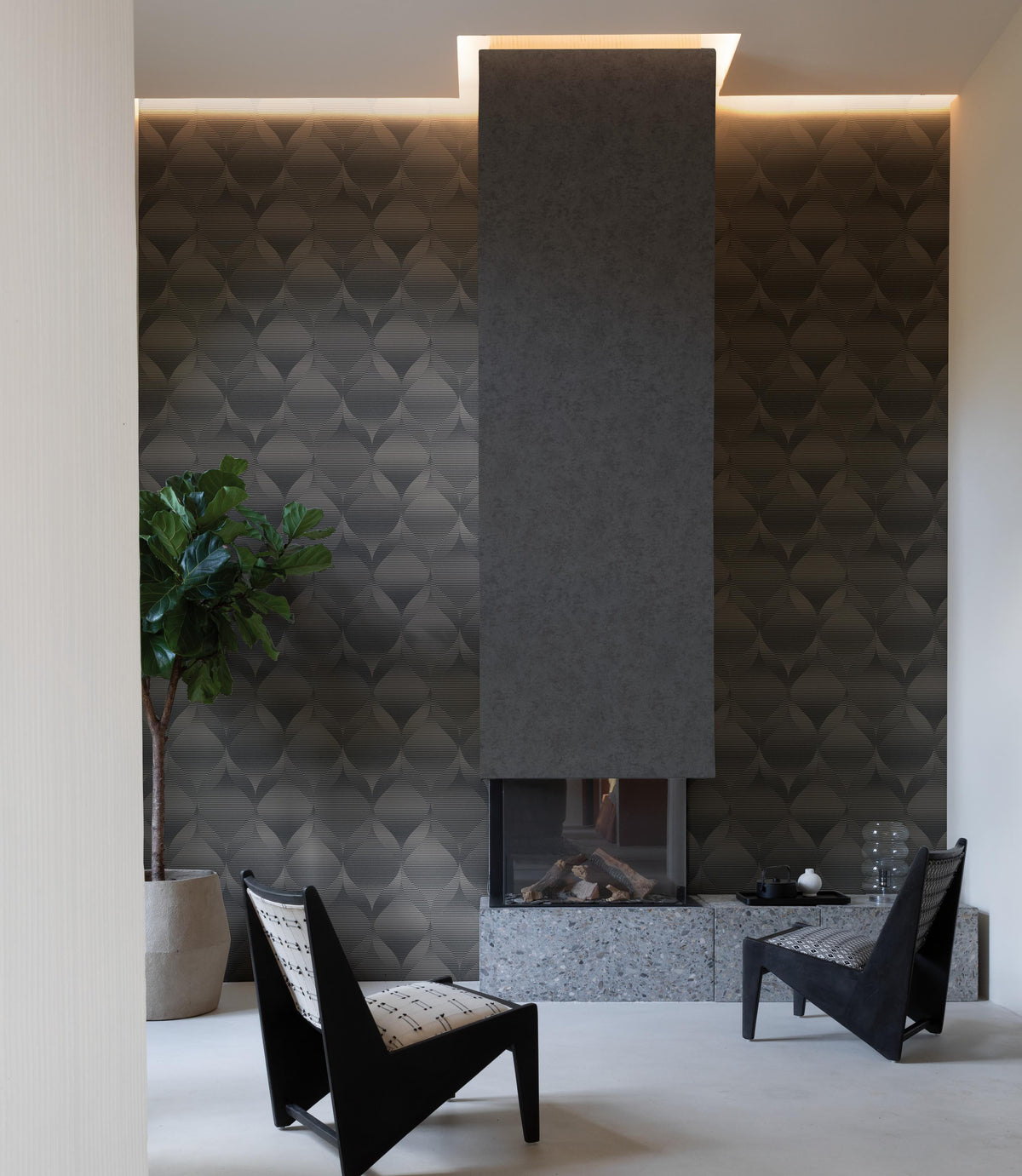 Veer Decor Ogee Moire Taupe Wallpaper