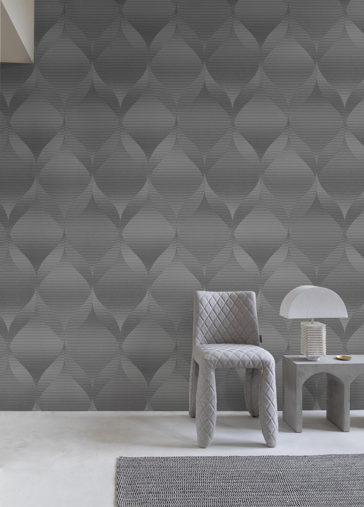 Veer Decor Ogee Moire Grey Wallpaper