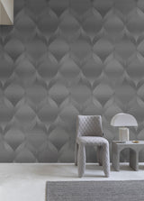 Veer Decor Ogee Moire Grey Wallpaper