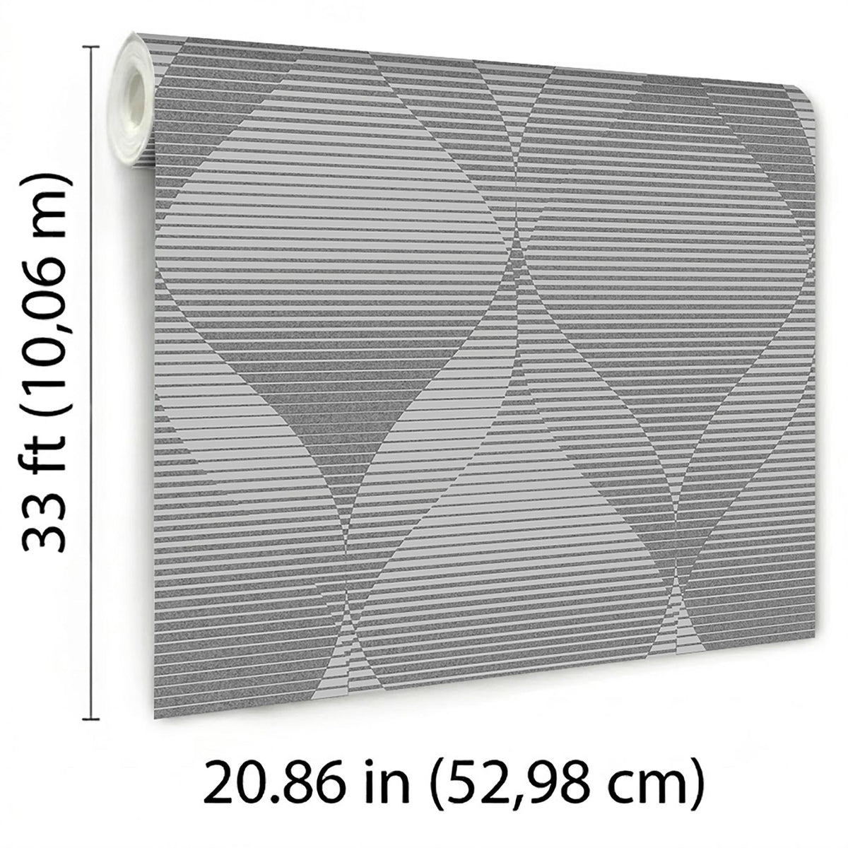 Veer Decor Ogee Moire Grey Wallpaper
