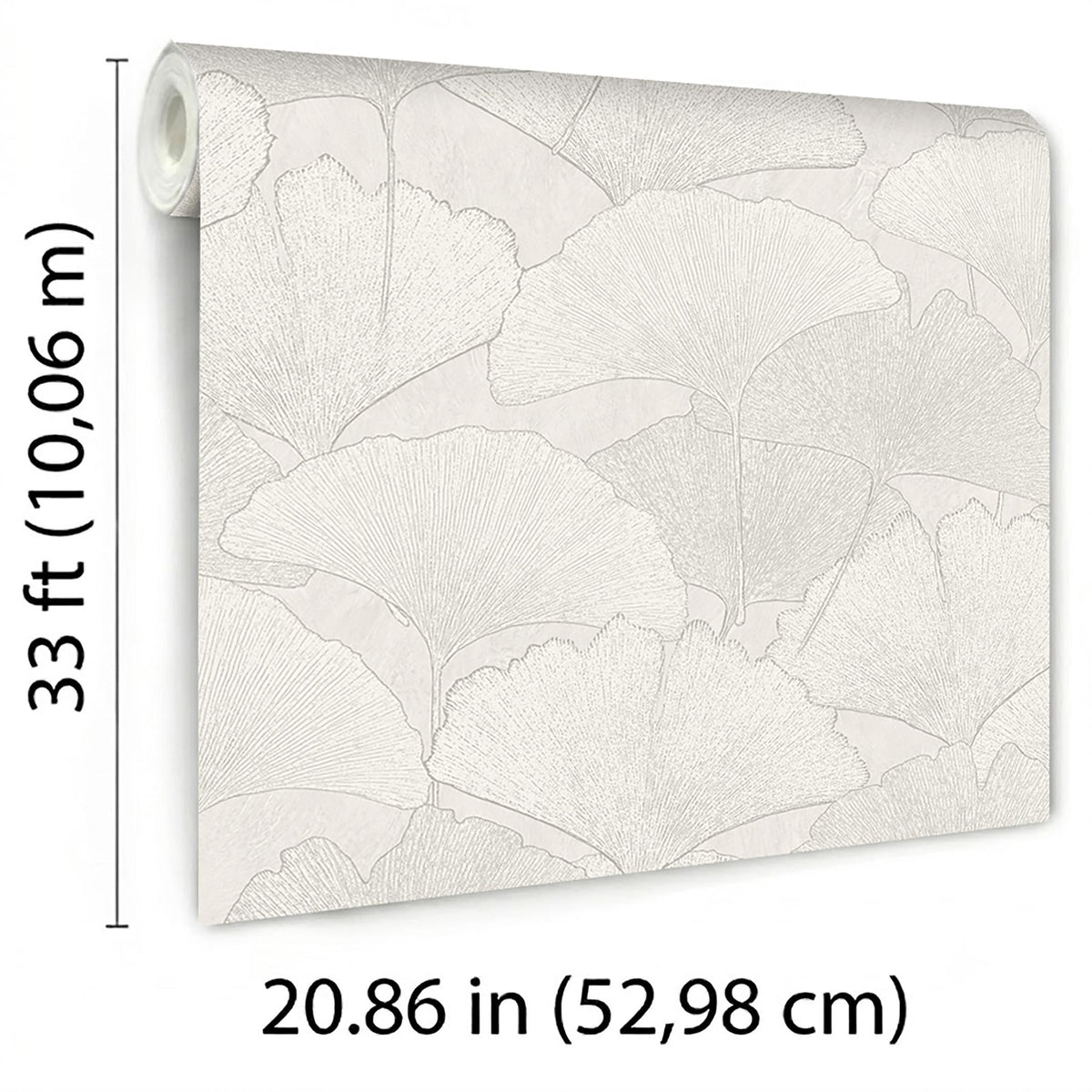 Veer Decor Gingko Petal White Wallpaper