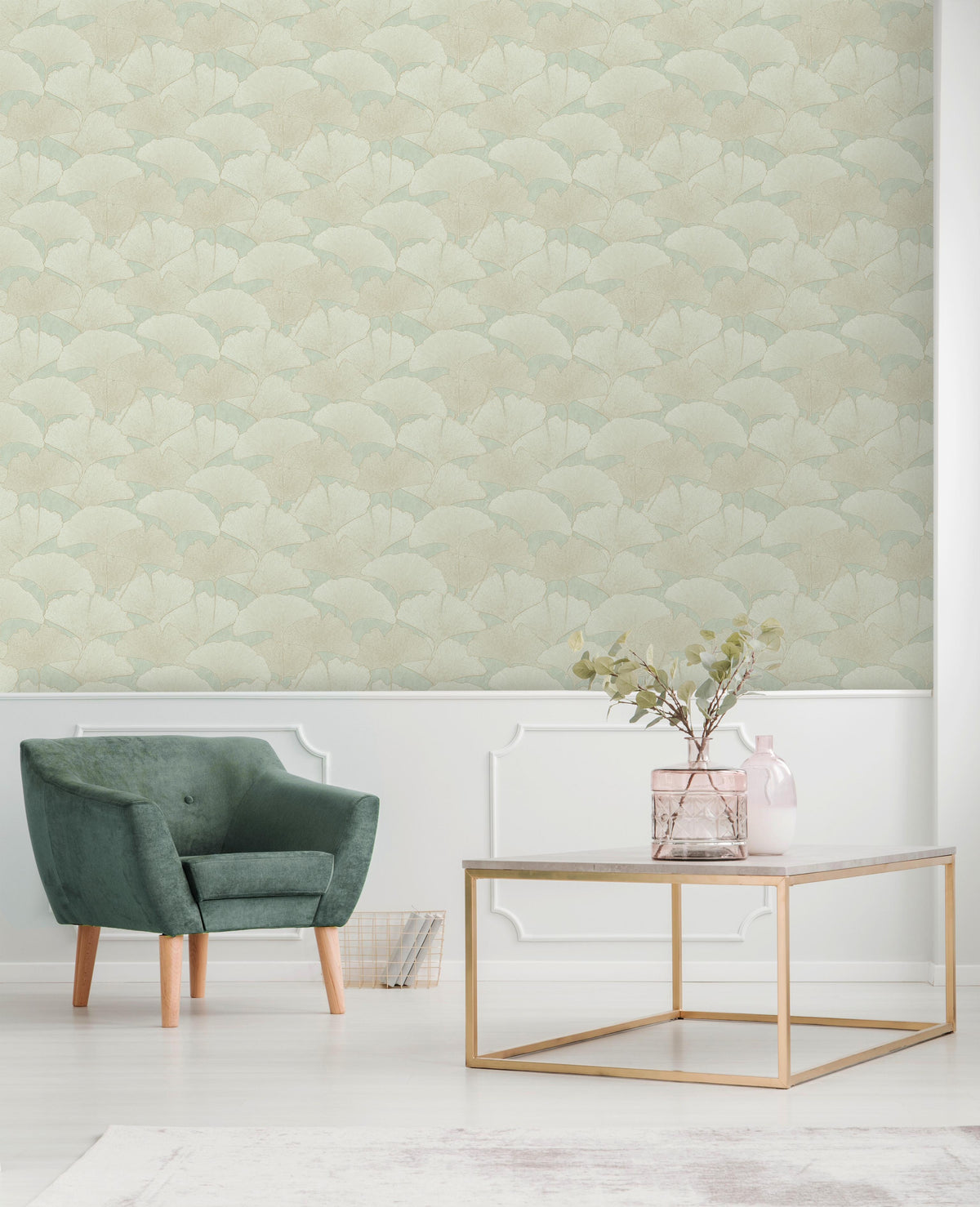 Veer Decor Gingko Petal Green Wallpaper