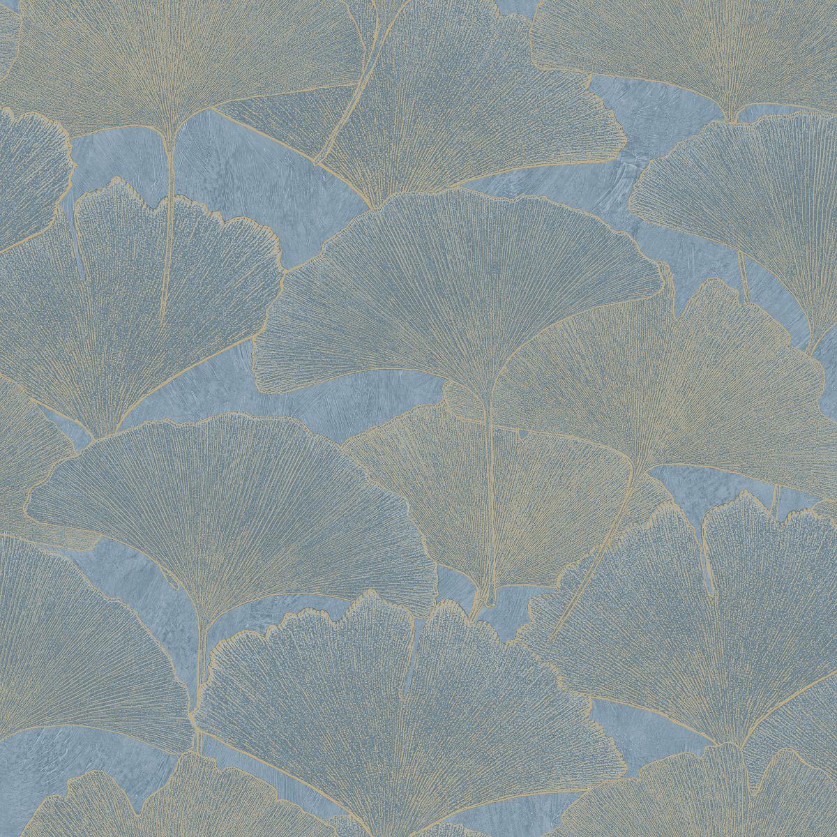 Veer Decor Gingko Petal Blue Wallpaper