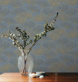 Veer Decor Gingko Petal Blue Wallpaper