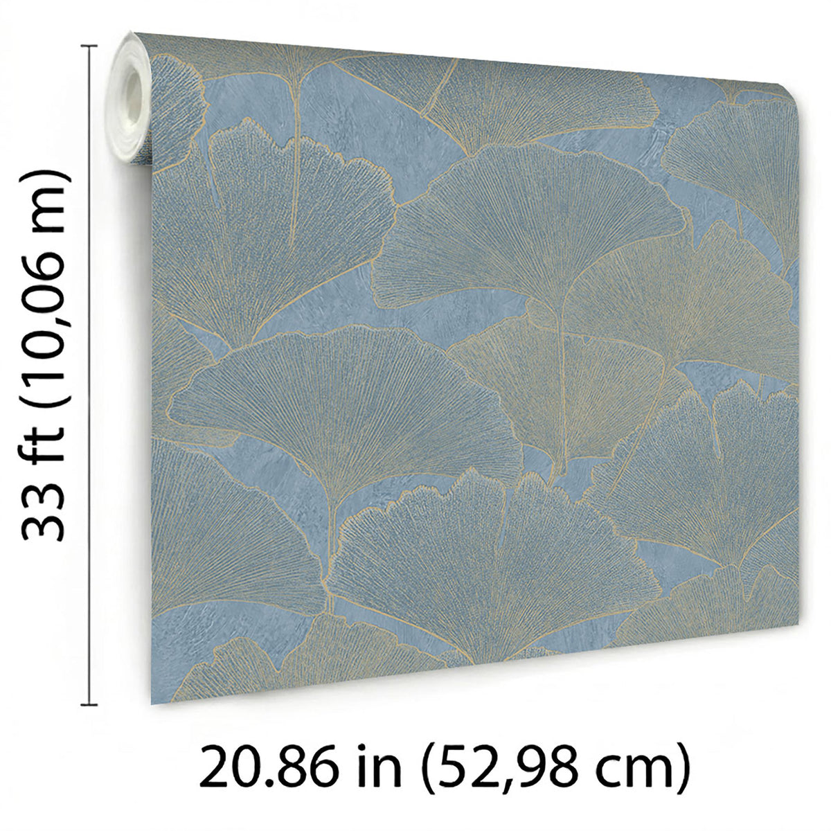 Veer Decor Gingko Petal Blue Wallpaper