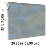 Veer Decor Gingko Petal Blue Wallpaper