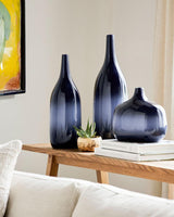 Surya Azure Whisper MVUW-001 18"H x 7"W x 5"D; 15"H x 6"W x 5"D; 8"H x 9"W x 5"D Vase