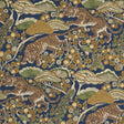 Schumacher Ranthambore Garden Handprint Navy Wallpaper