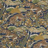 Schumacher Ranthambore Garden Handprint Navy Wallpaper
