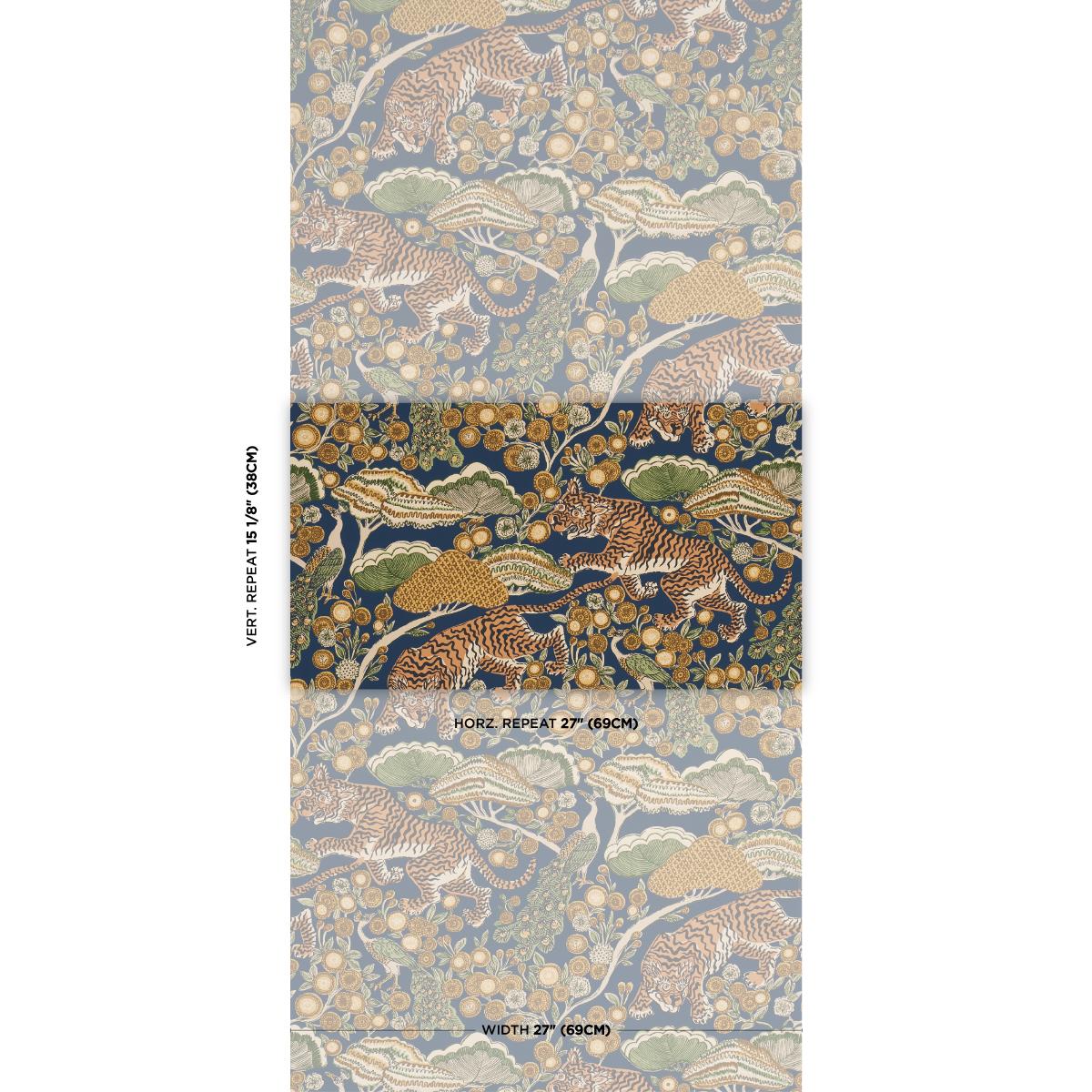 Schumacher Ranthambore Garden Handprint Navy Wallpaper