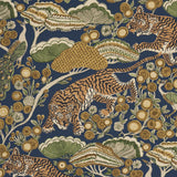 Schumacher Ranthambore Garden Handprint Navy Wallpaper
