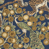 Schumacher Ranthambore Garden Handprint Navy Wallpaper