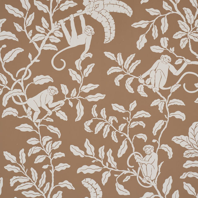 Schumacher Monkey Madness Silhouette Handprint Brown Wallpaper