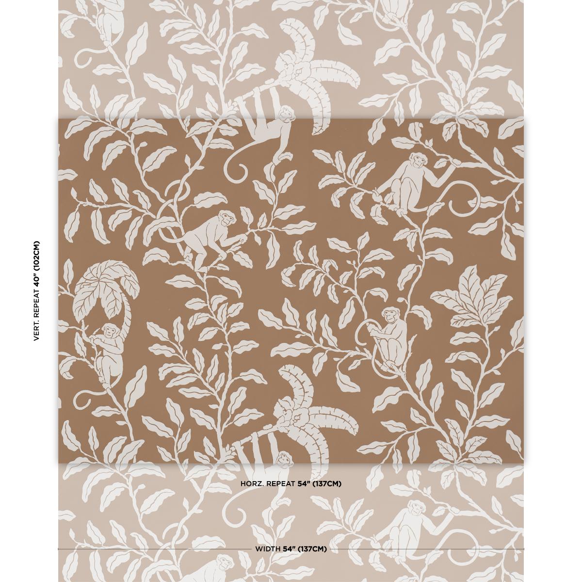 Schumacher Monkey Madness Silhouette Handprint Brown Wallpaper