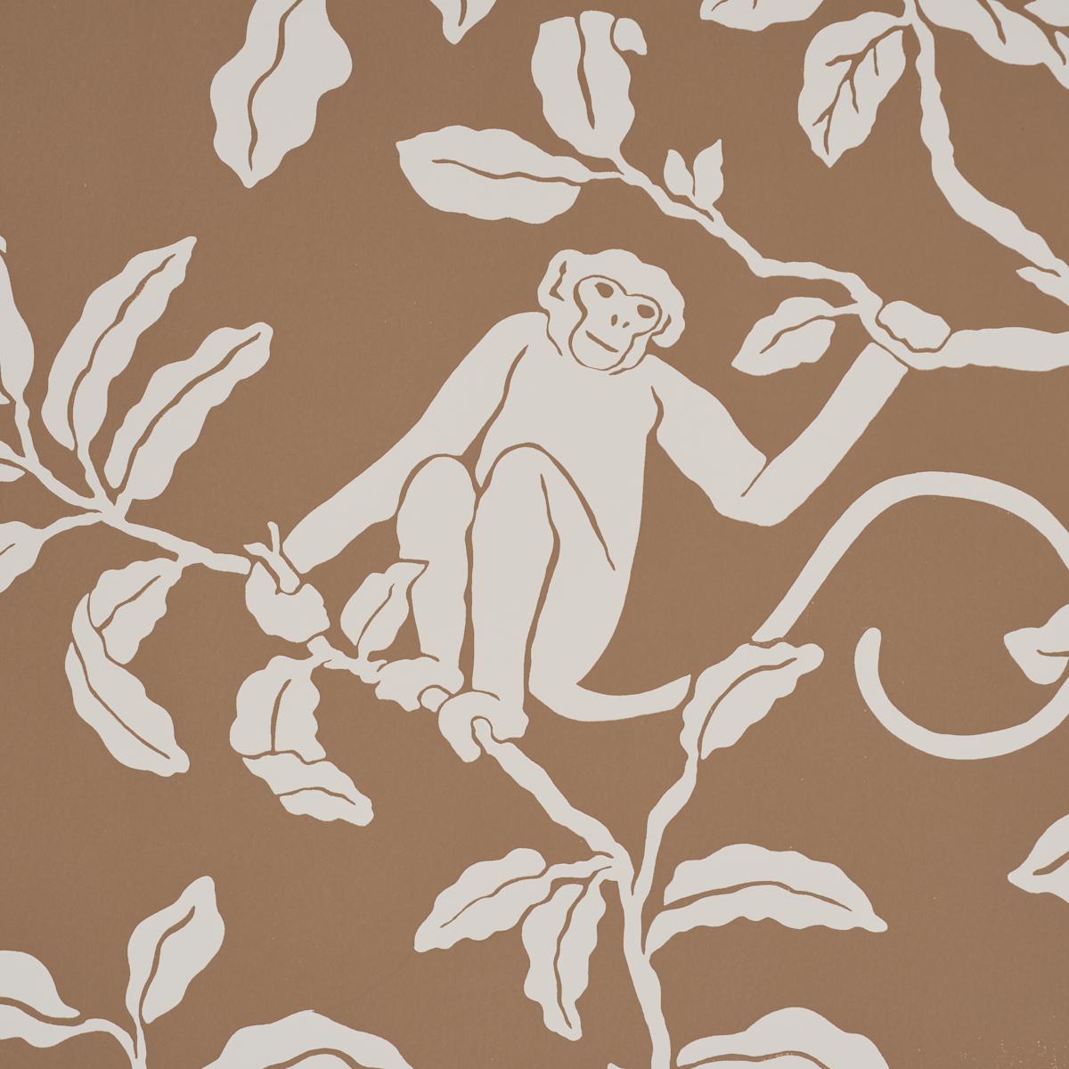 Schumacher Monkey Madness Silhouette Handprint Brown Wallpaper