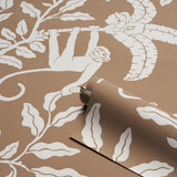 Schumacher Monkey Madness Silhouette Handprint Brown Wallpaper