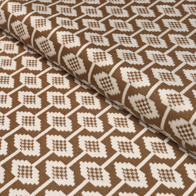 Schumacher Villa Cavrois Cut Velvet Nutmeg Fabric