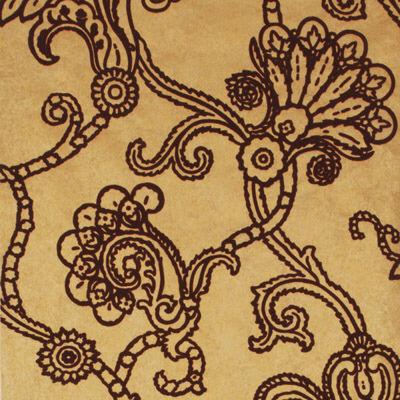 Mulberry MARQUISE DAMASK FLOCK GOLD/PLUM Wallpaper