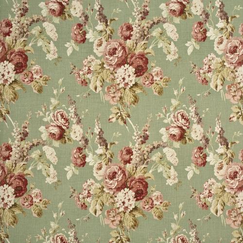 Mulberry VINTAGE FLORAL CORAL/SAGE Fabric