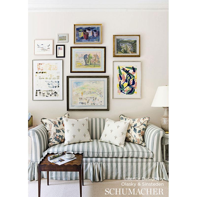 Schumacher Campagne Peacock & Rouge Fabric